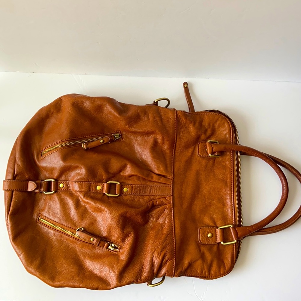 SABINA NEW YORK LEATHER SATCHEL BROWN